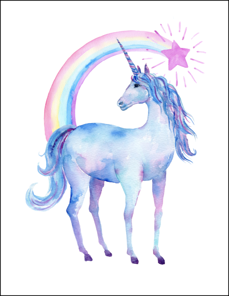 Watercolour Unicorn free printable